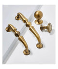 Antique Bronze Cabinet Handle And Drawer Pull Set With 5 Inch Center To Center Spacing, Solid Brass Vintage Kitchen Cupboard Knob