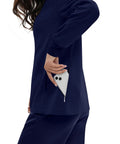 Women Go To Zip Front Scrub Jacket Four Pocket Medical Top Ultra Soft Stretch Uniform Coat Durable Pro Grade Clinical Wear Super Comfy Fit Top with phone in hidden pocket.