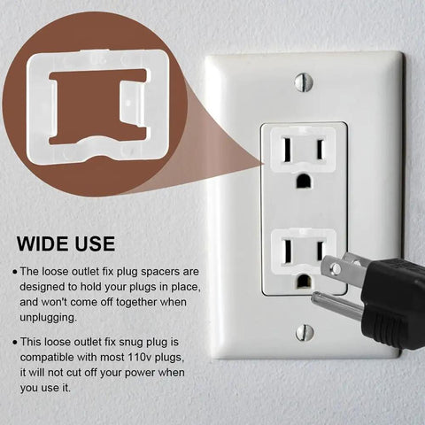 24 Pack Wall Outlet Fix Plugs Transparent Socket Fixers For Loose Outlets installed in wall outlet securing plug