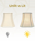 Square Cut Corner Linen Beige Lamp Shade 11 x 17 x 15 Dope Look With Hand Tailored Silk Type Shantung Fabric And Premium Off White