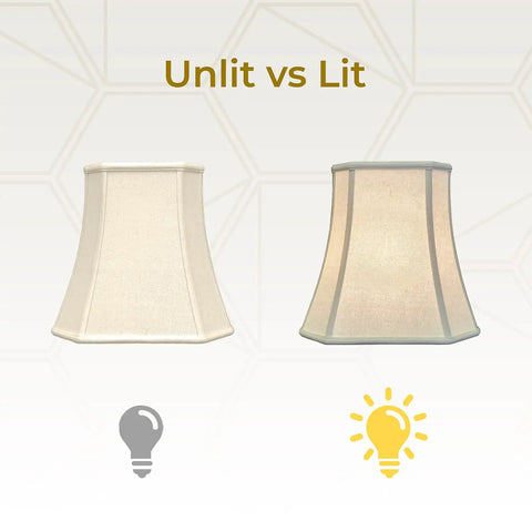 Square Cut Corner Linen Beige Lamp Shade 11 x 17 x 15 Dope Look With Hand Tailored Silk Type Shantung Fabric And Premium Off White