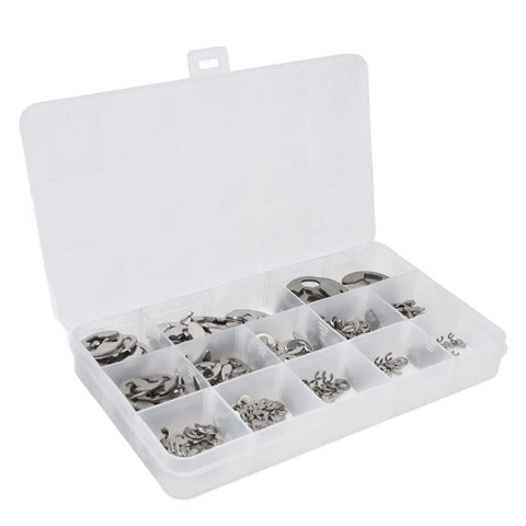 Beefy E Clip Circlip Retaining Ring Set 604 Stainless Steel Assortment Kit For Bearings And Gears Includes 1.5mm To 15mm Sizes