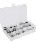 400 Pcs Heavy Duty E Clip Circlip Set Durable Stainless Steel Retaining Rings Assortment in organized clear storage case.