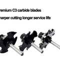 Three Piece Slot Cutter Router Bit Set With One Quarter Inch Shank Four Flute Nine Sixteenths Inch Cutting Depth Carbide Tip