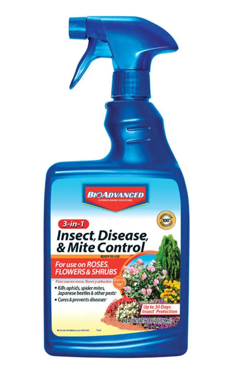 3 In 1 Insect Disease And Mite Control Spray Ready To Use For Plants Kills Armyworms Aphids Spider Mites Japanese Beetles 24 Oz