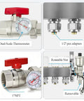 3-Loop PEX Radiant Manifold For Hydronic Floor Heating, 1/2 In Outlets, Up To 1.3 GPM Flow, detailed view of fittings and components