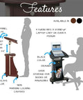 Slick Black Rolling Laptop Cart Featuring Legit Adjustable Top And Ultra Smooth Casters And Secure Edge Grip For Epic Bedside Office Setup And Chill Reading Nights with height adjustment feature and storage drawer.