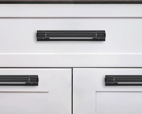 5 Pack 3 Inch Center To Center Black Cabinet Pull Backplates With Base Plate Zinc Matte Black Kitchen Cabinet Handles Installed