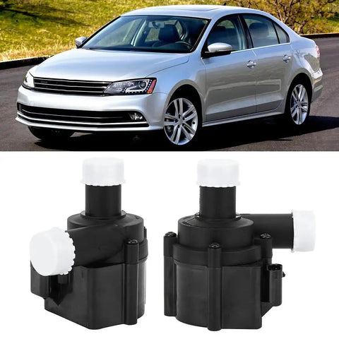 Get Your Ride Coolin’! Torvex Electric Aux Water Pump Fits Audi RS4 RS5 RS6 RS7, showing two pumps with white caps, ABS material.