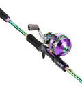 Colorful 5.9ft Two Piece Fishing Rod And Spincast Reel Combo Portable Lightweight Casting Rod for freshwater angling.