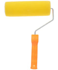 Textured Sponge Paint Roller For Wall Painting With Ergonomic Handle, yellow sponge head, orange handle, heavy duty tool.