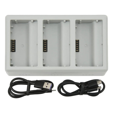Fast 3 Port Drone Battery Charger Station With PD Power Delivery Intelligent Safe Charging Hub for Mini 3 Pro shown with cables