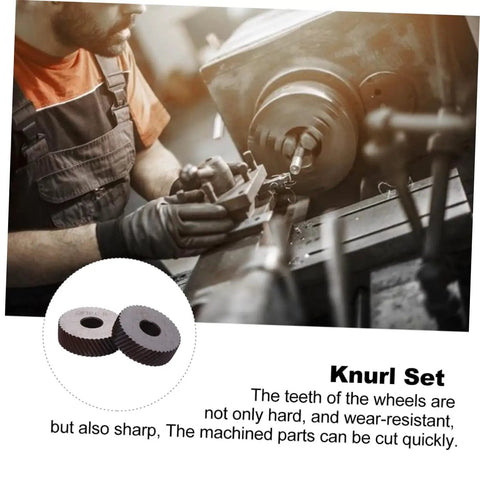 3 Piece No Frills Shop Gear Knurling Tool Set For Lathe Machines With Diagonal Cut Wheels For Positive And Negative Twill Patterns Heavy Duty Hardened Steel Surface Texturing Accessories