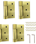 4 Pack Self Closing Stainless Steel Door Hinges With Spring Heavy Duty Brass Finish Square 3mm Thick 3 Inch Ball Bearing Kit