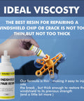 Windshield Repair Resin For Cars, Deep Penetrating Auto Glass Repair Fluid With Anti Shear Formula being applied to glass