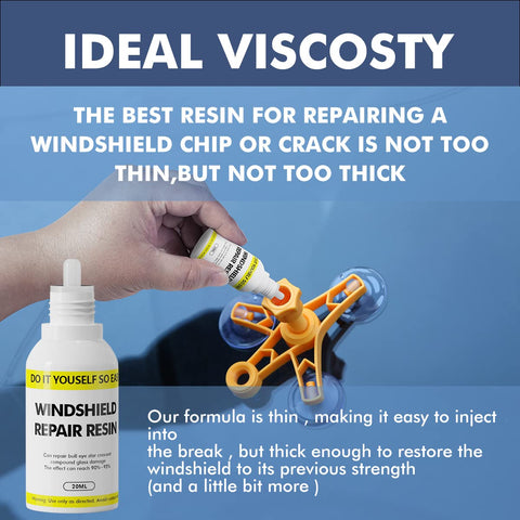 Windshield Repair Resin For Cars, Deep Penetrating Auto Glass Repair Fluid With Anti Shear Formula being applied to glass