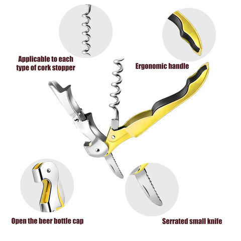 Portable Orange Corkscrew Wine Opener Set For Waiters And Bartenders, Stainless Steel Wine Key With Hinged Serrated Foil Cutter, Foldable Design For Easy Pocket Carry, Pro Grade Convenience For Restaurants, Sommeliers, Servers