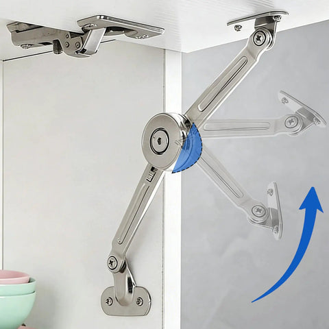 Soft Close Cabinet Hinges 2 Pack Zinc Alloy Lid Support Stays featuring smooth operation and durable silver finish on furniture.