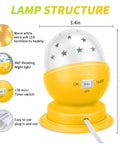 Rotating Star Projector Night Light For Nursery Plug In Ceiling Light With 30 Minute Timer Cozy 3000K White Glow dimensions