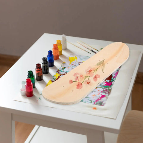 Blank Unfinished 7 Ply Wooden Skateboard Deck With Double Tail For Art Painting And Do It Yourself DIY Custom Builds Replacement Deck