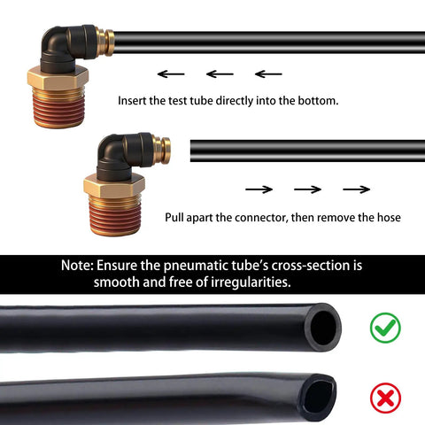 Quarter Inch DOT Air Hose 90 Degree Elbow Fittings Two Pack Quick Connect Fittings PTC PTCR Composite Brass Connector diagram