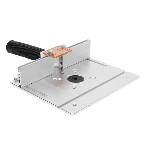 Multifunctional Aluminum Alloy Router Lift Kit With 180 Degree Rotatable Insert Plate for precise woodworking and carving.