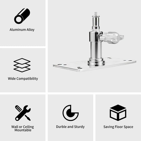 Hella Sturdy Overhead Camera Wall Mount With All Metal Welded Frame And Roomy 3.34 Inch Wall Plate Featuring 1/4 And 3/8 Inch Screw Threads For Zero Hassle Tripod Free Recording And Serious Space Saving Convenience For Creators