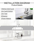 Installation diagram of Garbage Disposal Air Switch Kit With Long Button In Champagne Bronze Brass Cover for a sleek kitchen.