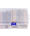 Molence resistor kit in clear storage box; 156 values, 3120 pieces carbon film resistors 1Ω–10MΩ, 1/4W 5%