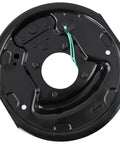 Heavy Duty 10 Inch Right Side Electric Trailer Brake Assembly Solid Steel Drum for 3500 to 4000 lb axles, front view.