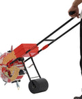 Hand Push Garden Seeder Roller Seeding Tool With 7 Nozzles, Pro Grade High Precision Seed Spreader, Adjustable Depth in action