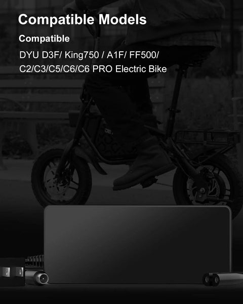 42V 2A Electric Bike Charger for DYU D3F King750 A1F FF500 C2 C3 C5 C6 C6 Pro with LED Indicator and Safety Protection Fast Charging for Lithium Batteries Built for Daily Commutes and Weekend Rides
