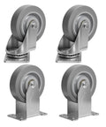 Heavy Duty 4 Inch Caster Wheels Set Of 4 For Cart And Workbench Non Marking Rubber Casters With 1200 Pounds Capacity Includes 2 Swivel And 2 Rigid