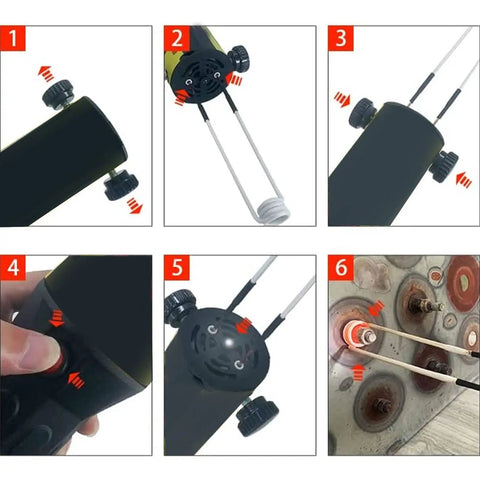 Beefed Up Induction Heater Kit With Flexible Brass Core Coils for fast heat application illustrated in six steps