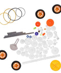 78 Piece DIY Gear And Pulley Kit With Plastic Gears Rack Kits And Shaft Belts For Hobbyists And Makers Includes Axles Tires Rings And Luggage Racks