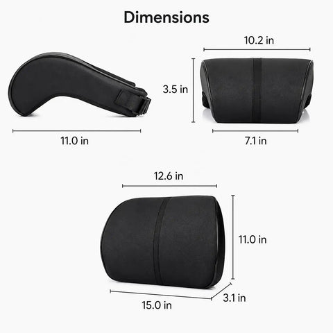 Dimensions of Slick Comfort Memory Foam Car Headrest Neck Pillow For Tesla Cybertruck 2024 To 2026, 11x10.2x3.5 inches.