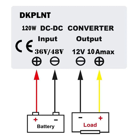 Golf Cart 120W 48V to 12V Converter Regulator 10A Waterproof Voltage Reducer with wiring diagram for 36V and 48V systems