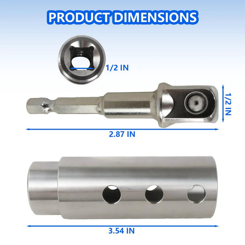 Heavy Duty Trailer Jack Drill Adapter With One Inch Drive Shaft And Half Inch Socket Bit For Electric Drills dimensions 2.87 in and 3.54 in