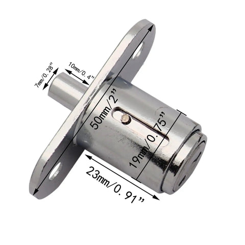 Premium Heavy Duty Two Pack Push Plunger Lock With Unique Keys For Cabinet Wardrobe And Storage Zinc Alloy Chrome Coating Locks down secure in chrome finish.