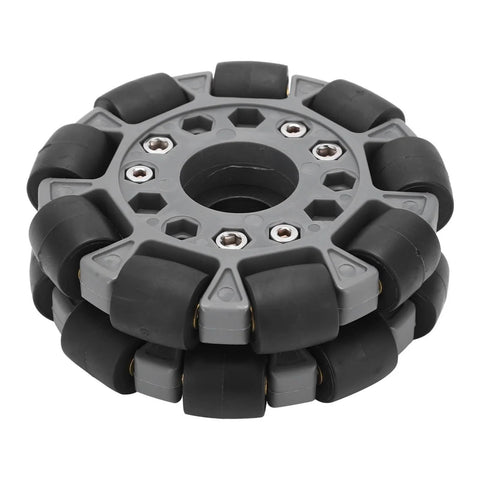 100mm double omni-directional plastic wheel hub for racing robot, gray with black rollers
