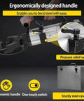 Image of ergonomic handle and pressure relief valve on heavy duty electric rebar bender for easy steel bending.