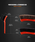Dimensions of Three Piece Car Detailing Brush Kit With Microfiber Interior Brush And Tire Cleaning Brush in red, black bristles