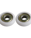 Rad 4-Piece White Ball Bearing Guide Pulley Roller Set featuring two smooth engineering plastic wheels with 0.31-inch bore.