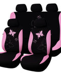 Pink Lace Butterfly Car Seat Cover Set For Universal Fit, Easy Install No Dismantling Required, Airbag Compatible, front and rear covers