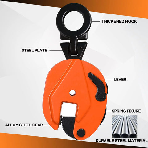 YATOINTO plate lifting clamp, orange, 2200 lb capacity with 0.6 in jaw opening for welding and lifting