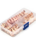 Dope Heavy Duty Open Ring Type Copper Cable Wire Terminal Lugs Kit With 70 Pieces Including Assorted 10 20 30 40 And 50 Amps Non Insulated Connectors For Serious Electric Wiring Jobs That Need Reliable Power Today. Clear storage box with assorted copper cable lugs