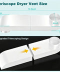No Sweat Adjustable Telescoping Periscope Dryer Vent with dimensions 19.5x4.6 inches, flat design for tight spaces.