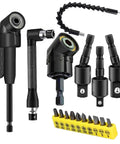 Flexible Drill Bit Extension Set With Magnetic Bit Holder 105 Degree And 360 Degree Right Angle Drill Adapters kit.
