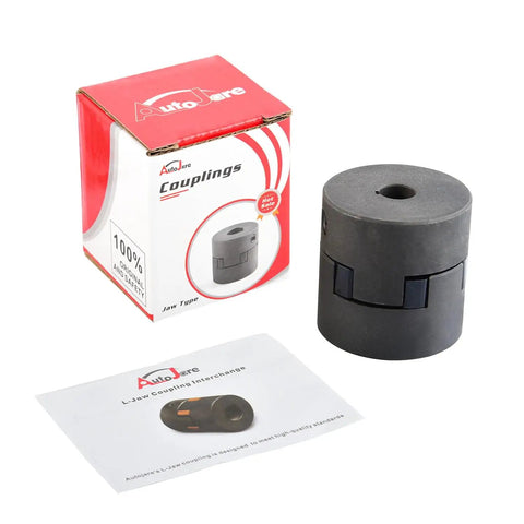 Flexible L Jaw Coupling Set Half To Three Quarter Inch Bores L095 Three Piece With NBR Buna N Rubber Spider Includes Two Halves And Insert Keyways And Set Screws Interchangeable With Lovejoy Martin Browning TB Woods, boxed