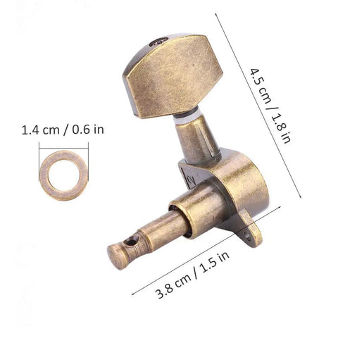 Six Guitar Locking Tuners With Screws Copper Alloy Machine Heads Brass Colored Tuning Pegs For Acoustic And Electric Guitars